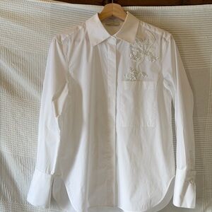 Elegant White Embroidered Women’s Shirt